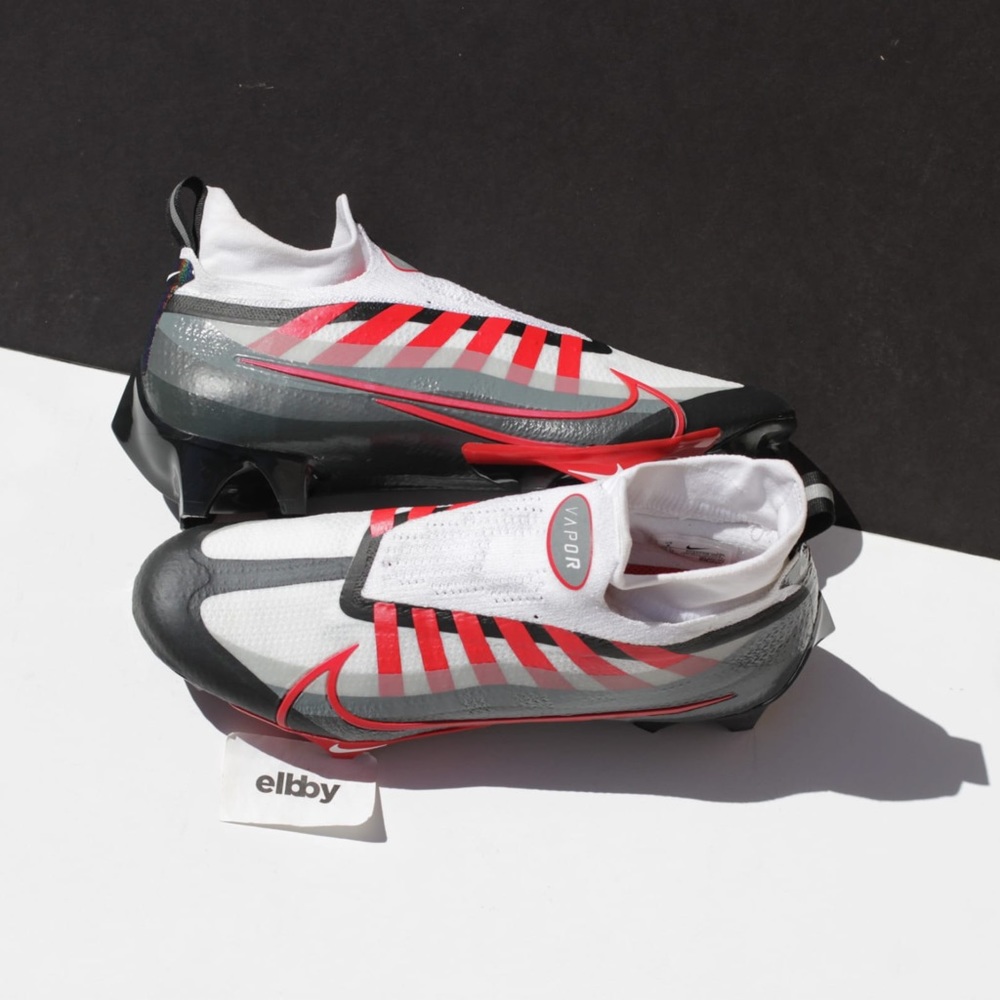 Nike vapor edge elite 360 flyknit football cleats black red men’s size 8